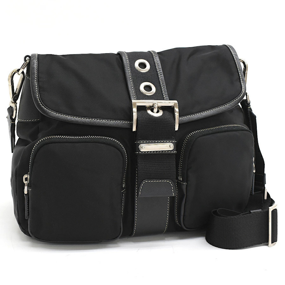 Prada Shoulder Bag Black Triangle Plate